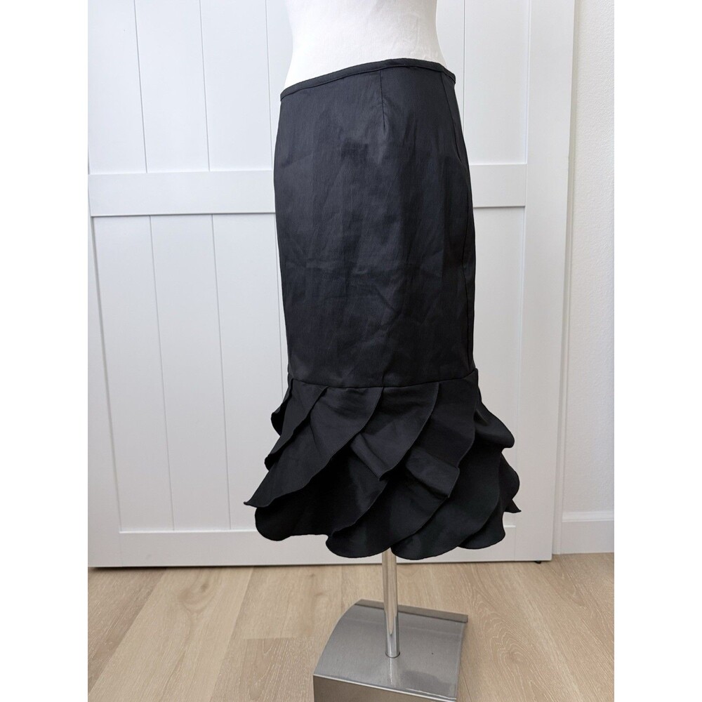 Xscape Joanna Chen Black Mermaid Skirt Tiered Ruffle Y2K Goth Glam Cocktail 6/8 - Picture 8 of 9
